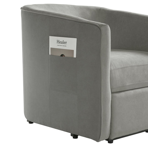 English Elm Power Lift Recliner Barrel Back Chenille Chair for Seniors with Footrest Pocket Grey N719P355911E