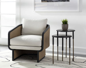 Sunpan Kyrie Nesting End Tables - Artisan Crafted Black Marble & Antique Brass Set of 2 for Unique Style