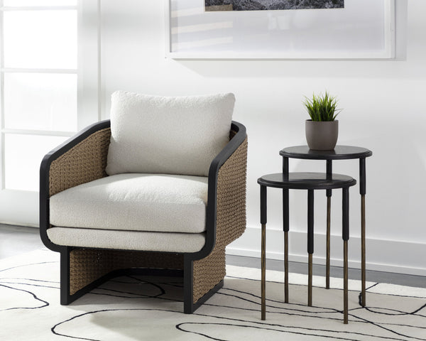 Sunpan Kyrie Nesting End Tables - Artisan Crafted Black Marble & Antique Brass Set of 2 for Unique Style