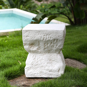English Elm Christopher Knight Home® - Cleo Modern Minimalist MGO Side Table White — Weatherproof, Eco-Friendly Cubic Accent for Patio/Home N775P300875W