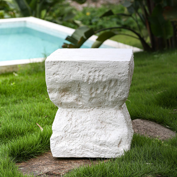 English Elm Christopher Knight Home® - Cleo Modern Minimalist MGO Side Table White — Weatherproof, Eco-Friendly Cubic Accent for Patio/Home N775P300875W