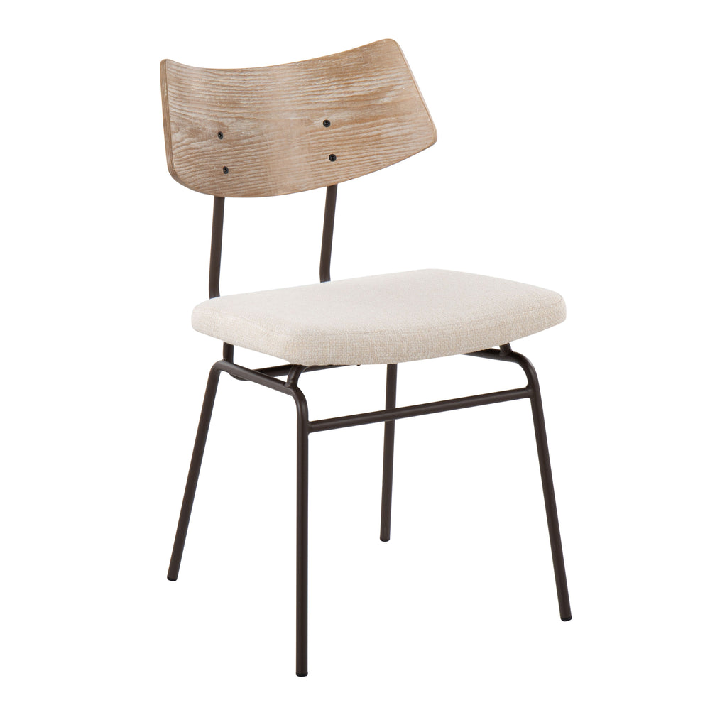 English Elm Mid-century Modern Dining Chairs with Wood Slat Back and Upholstered Seat Set of 2 B202P223684