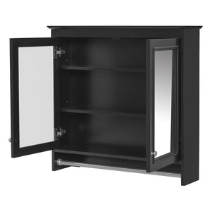 English Elm 3-in-1 Wall Mounted Medicine Cabinet with Soft Close Door Adjustable Shelves and Towel Bar Black N710P405415B
