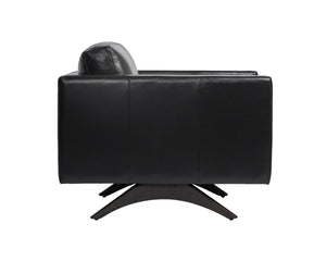 Sunpan Rogers Armchair - Retro-Inspired Comfort with Genuine Leather and Solid Oak Legs for Timeless Style Cortina Black Leather