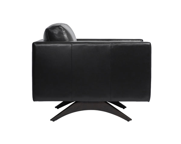 Sunpan Rogers Armchair - Retro-Inspired Comfort with Genuine Leather and Solid Oak Legs for Timeless Style Cortina Black Leather