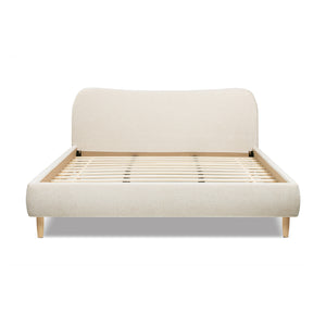 English Elm Jennifer Taylor Home - Roman Curved Headboard Upholstered Platform Bed - King Size, Cozy Oatmeal Chenille Elegance B2719P353143