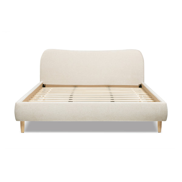 English Elm Jennifer Taylor Home - Roman Curved Headboard Upholstered Platform Bed - King Size, Cozy Oatmeal Chenille Elegance B2719P353143