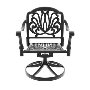 English Elm 7-piece Cast Aluminum Outdoor Dining Set with Carved Detailing and Swivel Chairs W1710S00608