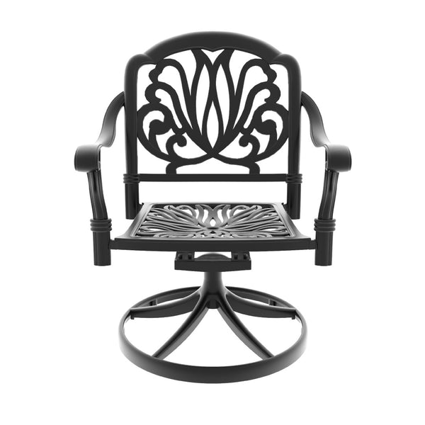 English Elm 7-Piece All-Weather Cast Aluminum Dining Set With 6 Swivel Chairs & Rectangular Table For Outdoor Fun P1 W1710S00284-GIGA