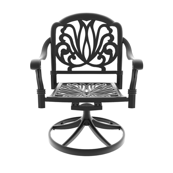 English Elm 7-piece Cast Aluminum Outdoor Dining Set with Carved Relief Detail and Swivel Chairs W1710S00619