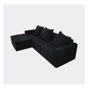 English Elm Convertible Modular Velvet Sectional Sofa Set Antique Black - CertiPUR-US Foam, Machine Washable Covers, Stain Resistant Comfort W3341P329088
