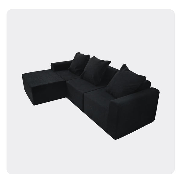 English Elm Convertible Modular Velvet Sectional Sofa Set Antique Black - CertiPUR-US Foam, Machine Washable Covers, Stain Resistant Comfort W3341P329088