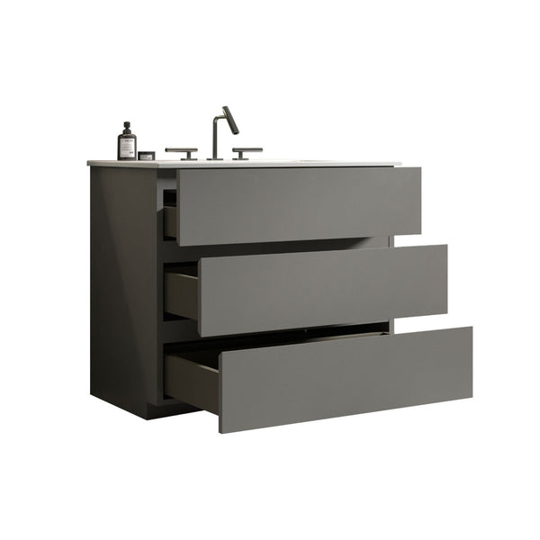 English Elm Tia 36" Gray Freestanding Bathroom Vanity With Sink - Modern Storage Solution For Stylish Spaces W1865S00075-GIGA
