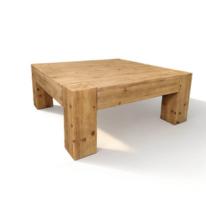 English Elm Coffee Table Solid Wood Square Low Profile Wabi-sabi Living Room Natural Grain W3306P404635