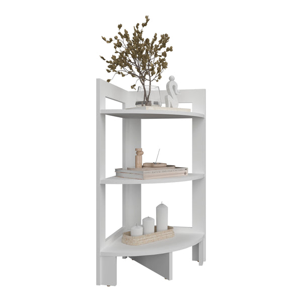 English Elm Side Table with 3 Shelves and 3 Legs — Compact 31.7" Engineered Wood Accent for Small Spaces, Modern Stylish Storage White 34.25 L x 16.93 W x 2.76 H B097P250831