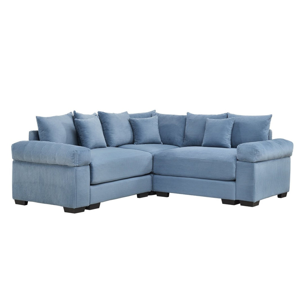 English Elm Oversized Modular Sectional Couch - Luxurious Comfort, Ergonomic Design, 10 Pillows, Easy Assembly, Blue W714S01356-GIGA