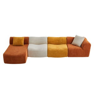 English Elm Modular Teddy Fleece Cloud Sectional Legless Sofa for Living Room Apartment W1765S00128
