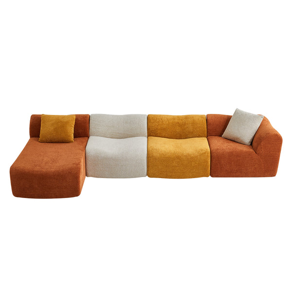 English Elm Modular Teddy Fleece Cloud Sectional Legless Sofa for Living Room Apartment W1765S00128