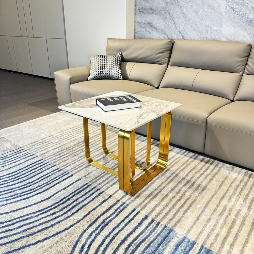 English Elm Rectangular End Table With Stylish Sintered Stone Top & Gold Metal Frame For Chic Living Spaces W2978S00017-GIGA