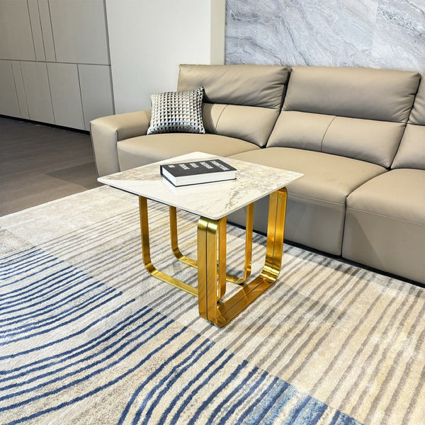 English Elm Rectangular End Table With Stylish Sintered Stone Top & Gold Metal Frame For Chic Living Spaces W2978S00017-GIGA