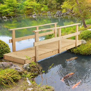 English Elm Outsunny 7' Handcrafted Wooden Garden Bridge With Safety Rails - Perfect For Ponds And Streams W2225P174534-GIGA