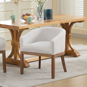 English Elm Mid Velvet Cantilever Dining Chairs Set of 2 — Mid Century Linen Upholstered Rattan Back, Chrome Base, DurableComfort Beige W1143P346923