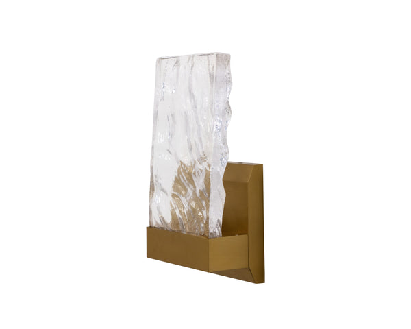 Sunpan Indira Sconce - Elegant Thick Cast Glass with Brushed Gold Base for Stunning Indoor Illumination