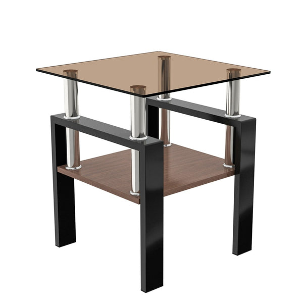 English Elm Set Of 2 Modern Tempered Glass Side Tables - Stylish, Durable Coffee & End Tables For Any Space W241P300312-GIGA