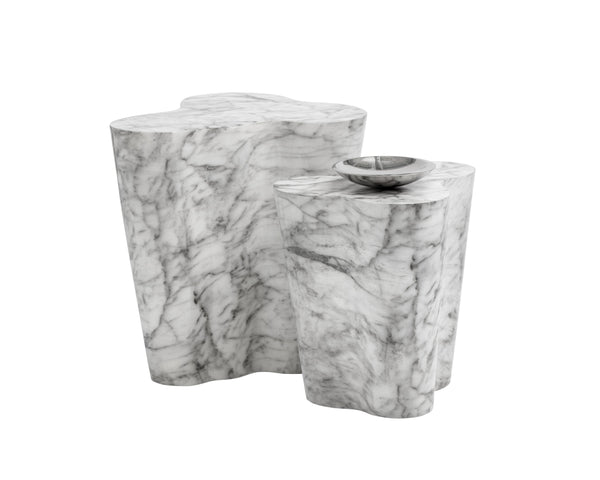 Sunpan Ava End Table - Contemporary Concrete Design with Unique Finish for Stylish Indoor or Outdoor Spaces Marble Look