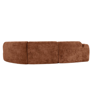 English Elm 140" Curved Sectional Sofa Plush Lamb Wool Upholstery 3 Piece Modular Living Room Set Orange N767P384981G