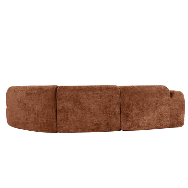English Elm 140" Curved Sectional Sofa Plush Lamb Wool Upholstery 3 Piece Modular Living Room Set Orange N767P384981G