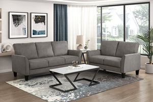 English Elm Modern 2-Piece Sofa Set - Plush Gray & Brown Loveseat With Solid Wood Legs For Stylish Comfort B011S01960
