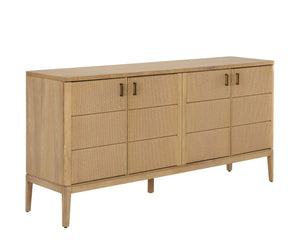 Sunpan Etienne Sideboard - Elegant Design with Antique Brass Handles and Unique Wood Character for Your Home Rustic Oak