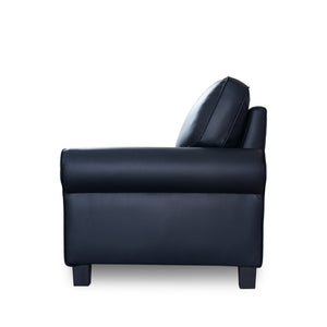 English Elm 75.6" Pets friendly Leather Rolled Arm Loveseat - Cat‑Scratch Resistant PU, Plush Cushions, Compact Black Sofa for Apartments W542P188787