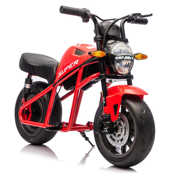 English Elm 24v300w Kids Electric Muscle Motorcycle with Dual Suspension Wide Eva Tires and Twist Throttle Red W1578P382503