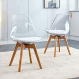 English Elm Modern Chairs Can Rotate 360 Degrees. The Backrest Is Made Of Pet Material, The Seat Cushion Is Made Of Pu Material, and The Support Legs Are Made Of Oak. (Set Of 4)