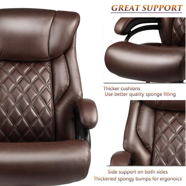 English Elm 500lbs Heavy Duty Executive Chair Wide Spring Seat Ergonomic High Back Home Office Brown W5201P418285