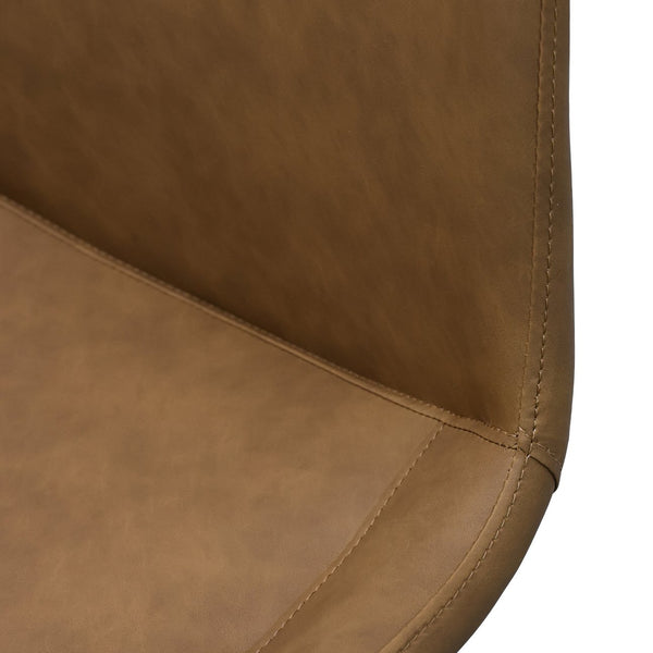 English Elm Brown Pu Leather Dining Chair Set Of 2 With Metal Legs - Modern, Comfortable, And Versatile Seating T3967P389593