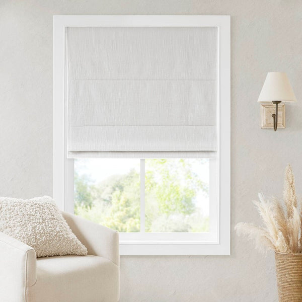 English Elm 1 Roman Shade 35x64" Total Blackout Cordless Polyester Roman Shade with Weighted Hem and Hardware White 6.29 L x 9.25 W x 8.07 H B035P319843