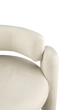 English Elm Accent Chair with Hollow Backrest for Ergonomic Support, Solid Wood Frame, Stylish Fabric Upholstery White W1420P194055