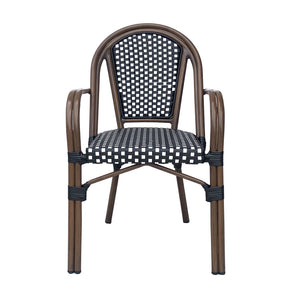 English Elm Bistro Wicker Outdoor Dining Chairs Set of Two with Rust Resistant Aluminum Frame Patio 72905.00BLK