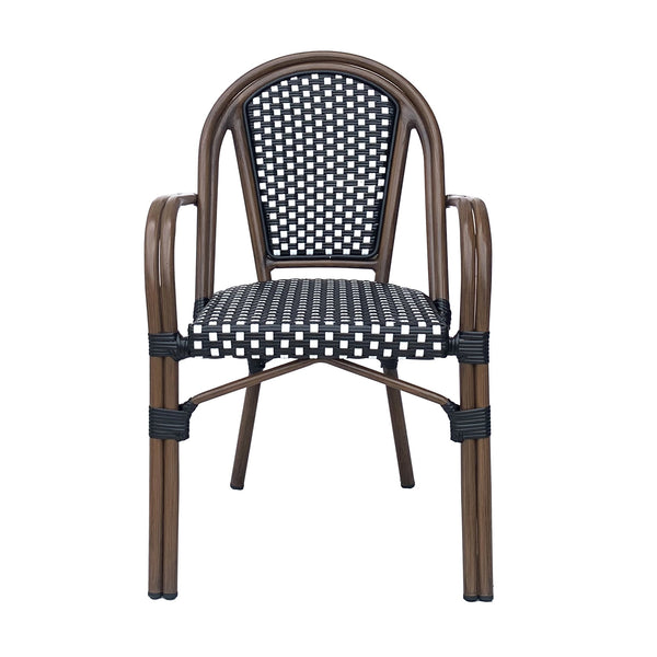 English Elm Bistro Wicker Outdoor Dining Chairs Set of Two with Rust Resistant Aluminum Frame Patio 72905.00BLK