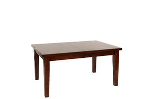 English Elm Contemporary Rectangular Dining Table Set 7pc with 18" Expandable Leaf, Faux Leather Chairs, Warm Finish Walnut 65 L x 48 W x 10 H B011S01093