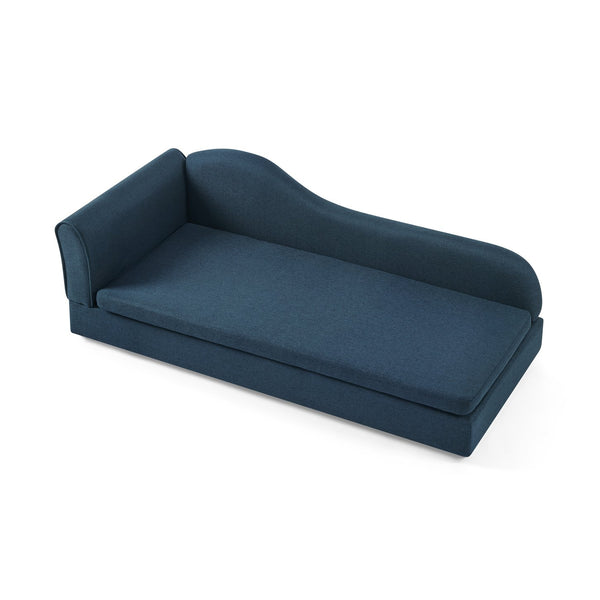 English Elm Oversized Pet Sofa with Wave Backrest Rubberwood Frame Linen Upholstery for Large Dogs W487P430332