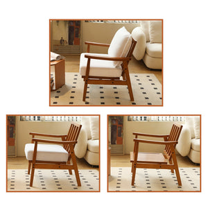 English Elm Cute Fabric Armchair Solid Wood Frame Compact Upholstered Seat for Bedroom or Apartment White W2105P420762