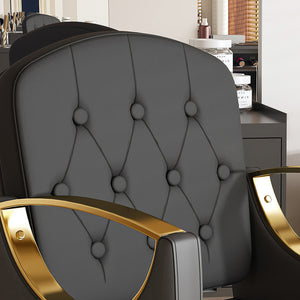 English Elm Hydraulic Salon Chair with Foot Pump Swivel Base Pu Leather Seat for Barber Tattoo Spa W2700P410954