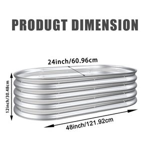 English Elm 2Pcs Galvanized Raised Garden Bed Kit 4x2x1ft – Rust-Resistant Modular Planters, Easy Assembly W840P310519