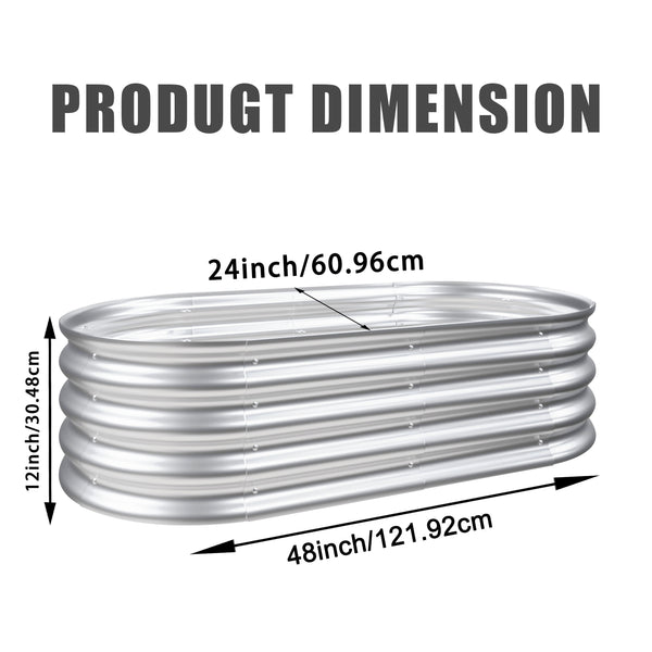 English Elm 4x2x1ft Galvanized Raised Garden Bed Kit — Heavy-Duty Rust-Resistant Modular Planter for Vegs W840P310517