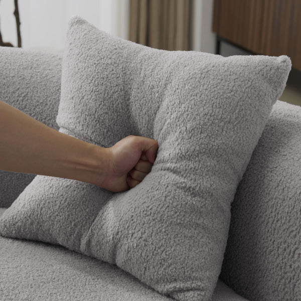 English Elm 66.93 Curved Loveseat 73" Heart-Shaped Teddy Velvet Sofa Full Foam & Spring Support, No-Assembly Cozy Compact Grey W3612P332116