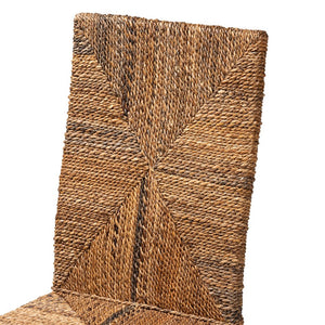 English Elm Modern Seagrass Woven Acacia Wood Dining Chair Set Bohemian Organic Style B2750P467655